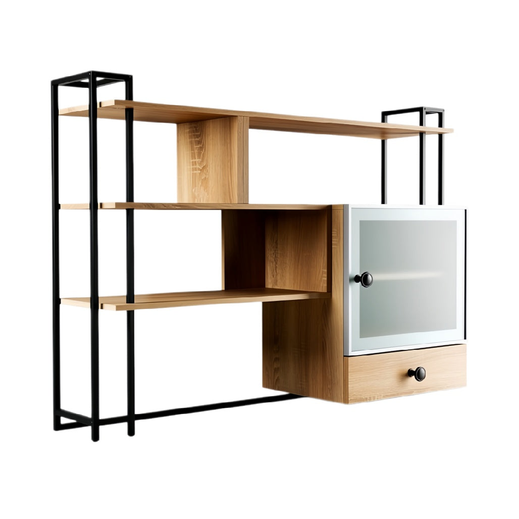 Technische titel in het Nederlands: **Moderne wandplank met open en gesloten opberging**