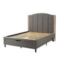 **Technische titel in het Nederlands: Moderne stofbed met opbergruimte en houten lattenbodem**